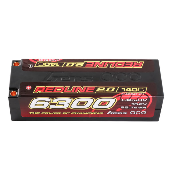 Gens Ace REDLINE 2.0 6300mAh 15.2V 140C 4S Lipo Battery HardCase For 1/10 5MM