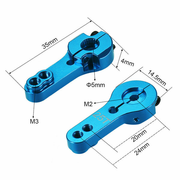 2 BLUE Aluminum 25T Servo Horn for POWER HD WP23KG LW25 MG LF20 LW20 WP23 DW25