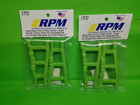 2 RPM 80704 Front Rear Green A-Arms /Fits Traxxas 4x4 Slash Stampede & Rally 4wd