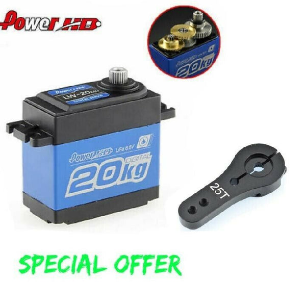 POWER HD LW-20MG DC Motor 277.7 oz  .16 W/ BLACK HORN TRAXXAS ARRMA Servo lw20mg