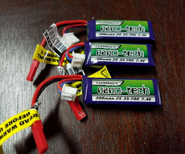 3x TURNIGY NANO-TECH 300mAh 2S 7.4 35-70C LIPO BATTERY 1/24 Losi  Truggy SCT carisma