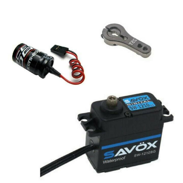Combo Savox SW-1210SG-BE Waterproof Servo + Glitch Buster BLACK Aluminun Horn