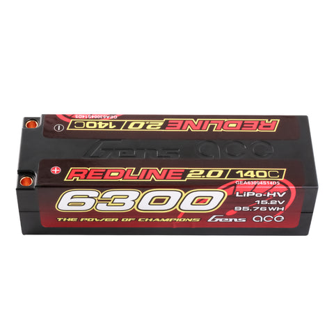 Gens Ace REDLINE 2.0 6300mAh 15.2V 140C 4S Lipo Battery HardCase For 1/10 5MM