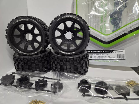 4 Louise MT Uphill Speed 1/8 3.8 Monster Truck Belted Tires EMaxx ARRMA CORALLY