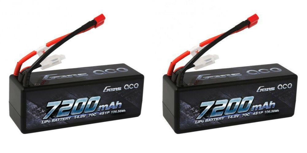 2 PACK Gens Ace 7200mAh 14.8V 4S 70C 4S1P OFNA Lipo Battery traxxas  LOSI MUGEN