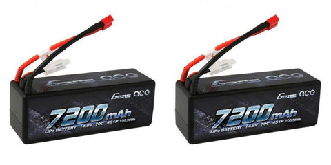 2 PACK Gens Ace 7200mAh 14.8V 4S 70C 4S1P OFNA Lipo Battery traxxas  LOSI MUGEN
