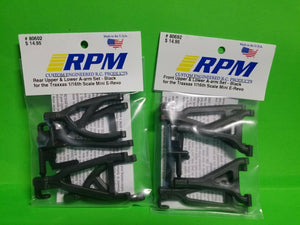 NEW RPM ARMS Front & Rear Set BLACK 80692 80602 TRAXXAS 1/16th Mini E-REVO REK