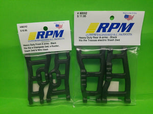 RPM 80242 Front & 80592 Rear Black A-Arms 1/10 Traxxas Slash 2wd VXL XL-5 Raptor