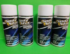 4 PACK Spaz Stix Ultimate Mirror Chrome AND BLACK BACKER Spray Cans 3.5oz 10009