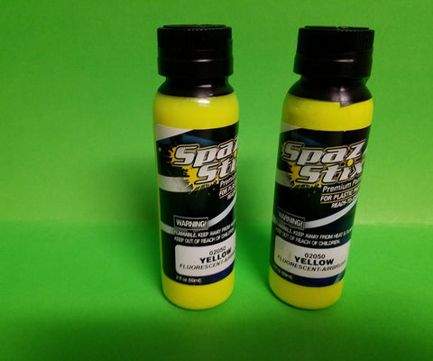 2 pack SPAZ STIX YELLOW FLUORESCENT AIRBRUSH PAINT 2OZ SZX02050 rc car body losi