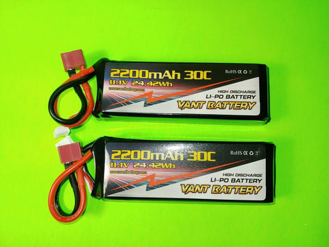 2X VANT 3S 11.1V 2200mAh 30C Lipo Battery Deans  POWER HOBBY TURNIGY GENS ACE