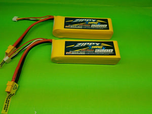 New 2 Zippy Compact 2200mAh 3S 11.1V 25C 35C Lipo Battery RC XT60 TURNIGY