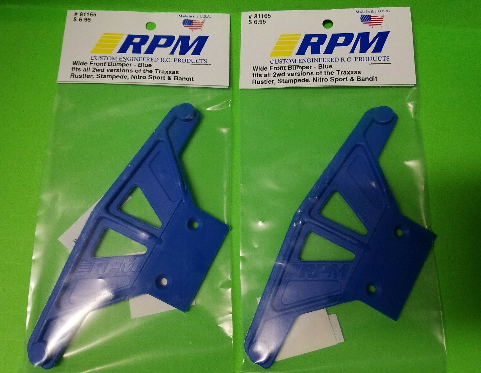 2 PACK RPM R/C Products 81165 Front Bumper Wide Blue Rustler/Stampede VXL