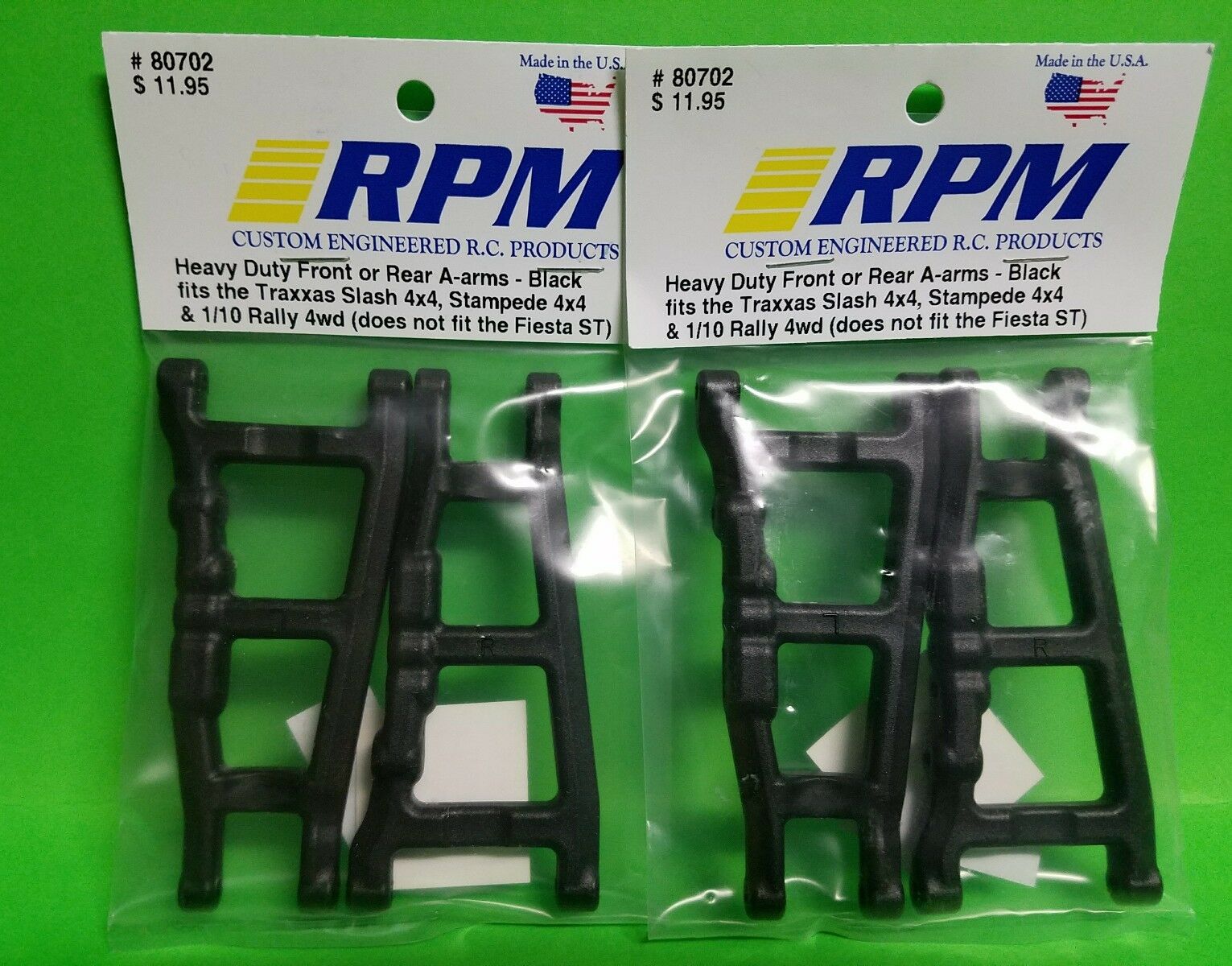 2 pack RPM 80702 TRAXXAS RUSTLER 4X4 SLASH BLACK Front + Rear SUSPENSION ARMS