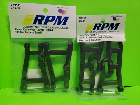 RPM TRAXXAS 2WD BANDIT BLACK Front + Rear SUSPENSION ARMS 2 pair vxl 80492 73282