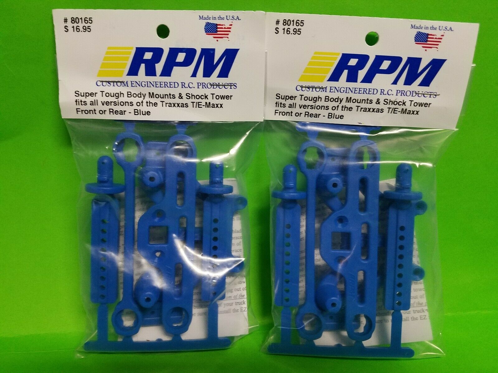 2 RPM 80165 Front Rear Blue Shock Towers Body Mounts Traxxas 2.5 3.3 Tmaxx Emaxx