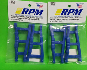 2 RPM 80705 Front Rear Blue A-Arms /Fits Traxxas 4x4 Slash Stampede & Rally 4wd