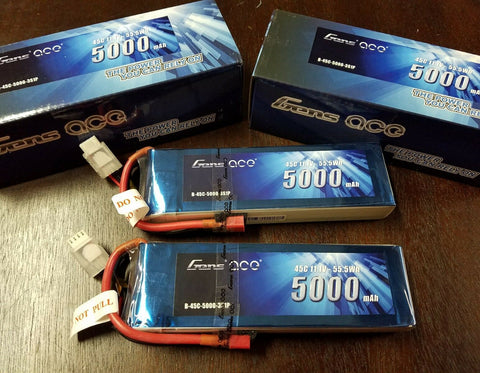 2x Gens ace 5000mAh 11.1V 45C 3S Lipo Battery Traxxas Slash Revo XMAXX venom hpi