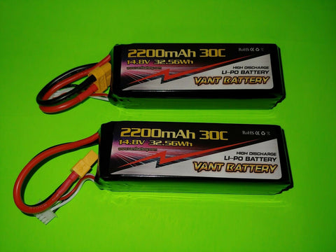 2X VANT 2200MAH 4S 30C LIPO BATTERY XT60 Plug 4-Cell ( 2 Pack) ZIPPY COMPACT