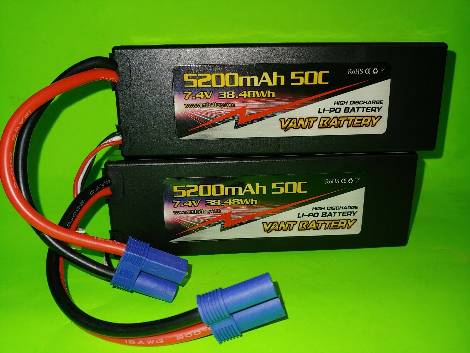 2X VANT  2S 5200mAh 50C Lipo Battery EC5 Plug Arrma Kraton / OUTCAST 4S TYPHON