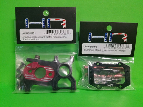 2 PACK Hot Racing Arrma Kraton Aluminum MOTOR & Servo Mount AON24M02 AON38M01