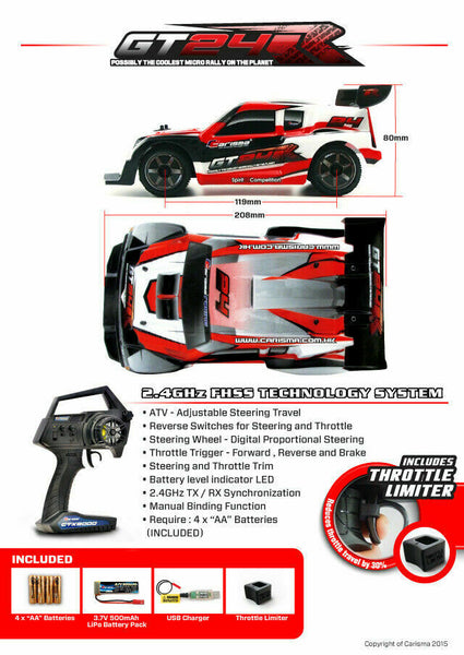 Carisma 57968 GT24R 1/24 Brushless 4WD Micro Rally RTR Red