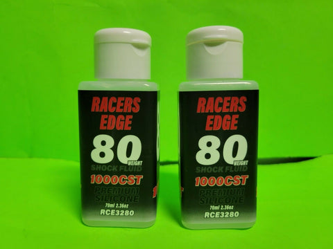 2x Racers Edge 80 Weight 1000cst 70ml 2.36oz  Silicone Shock Oil ASSOCIATED LOSI