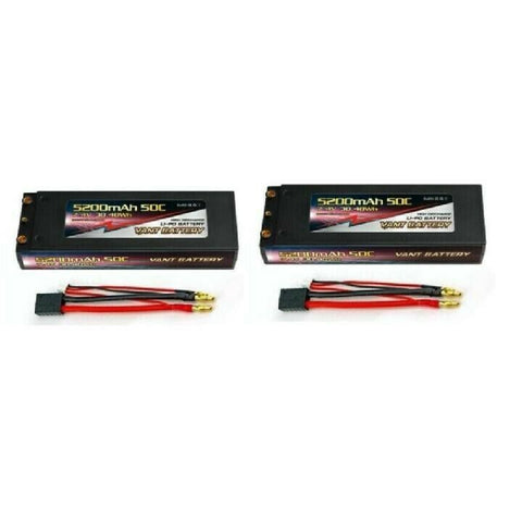 2X VANT 5200mAh 2S 7.4 50C LiPo Battery Traxxas POWER HOBBY GENS ACE STAMPEDE