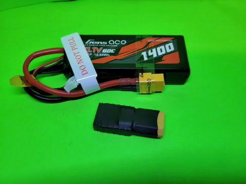 Gens Ace 1400mAh 11.1V 60C 3S Lipo Battery XT60 w/ ADAPTER 1/16 Traxxas 2823X