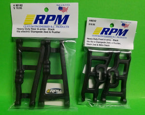 RPM 80242 Front & 80182 Rear Black A-Arms Traxxas VXL XL5 Rustler & Stampede 2wd