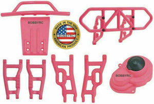 RPM Pink Suspension Arms, Gear Cover, Fr & Rr Bumpers For Traxxas Slash 2WD