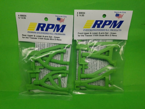 RPM 80604 80694 Front Rear Upper Lower A-Arms Green for Traxxas Mini E-Revo 1/16