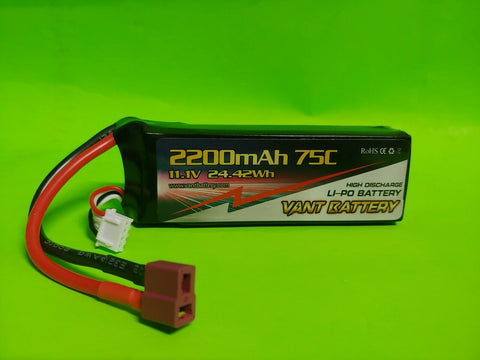 VANT 3S 11.1V 2200mAh 75C Lipo Battery Pack w Deans Plug 3-Cell GENS ACE TURNIGY