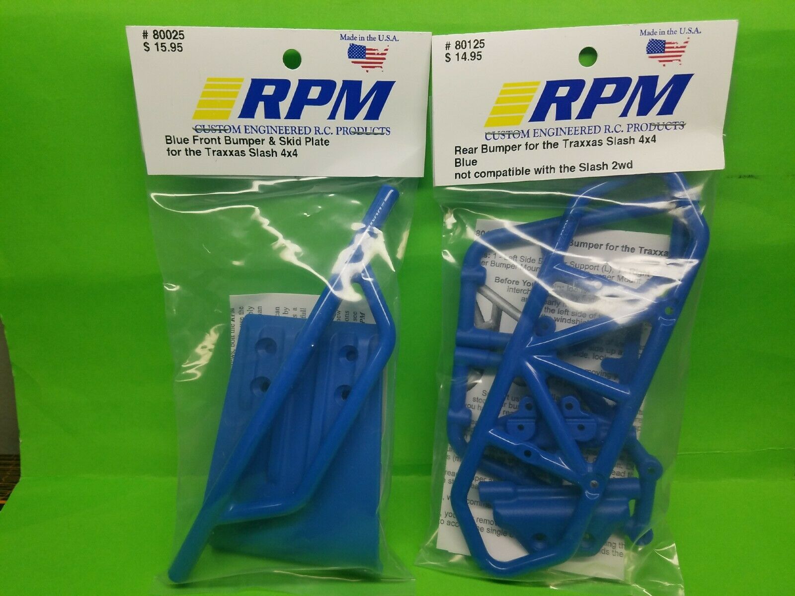 RPM TRAXXAS SLASH 4X4 FRONT + REAR BLUE BUMPER SET LCG + NON LCG 80125 80025