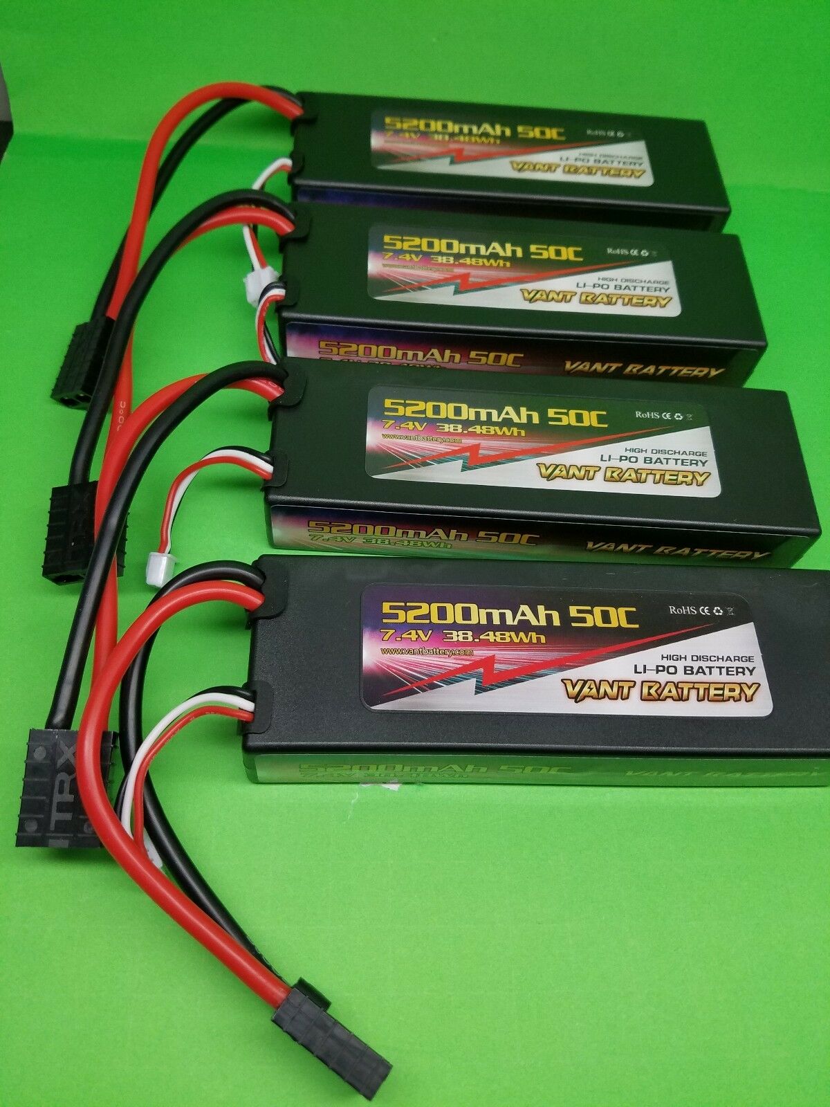 4 PACK VANT 5200mAh 2S 7.4 50C LiPo Battery Traxxas REVO RUSTLER SLASH STAMPEDE