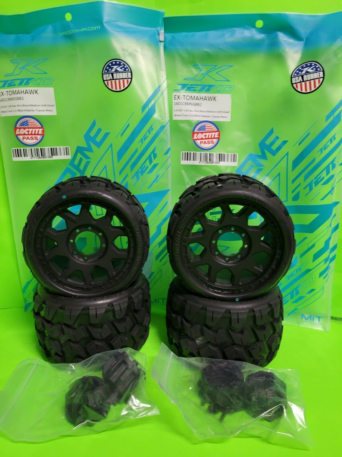 4 JETKO TOMAHAWK 3.8 SGT BELTED TIRES 17MM TRAXXAS CORALLY SKETER POWERHOBBY