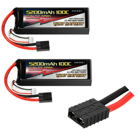 2 PACK VANT 5200MAH 3S 11.1 100C LIPO BATTERY TRAXXAS PLUG 6S ARRMA  GENS ACE