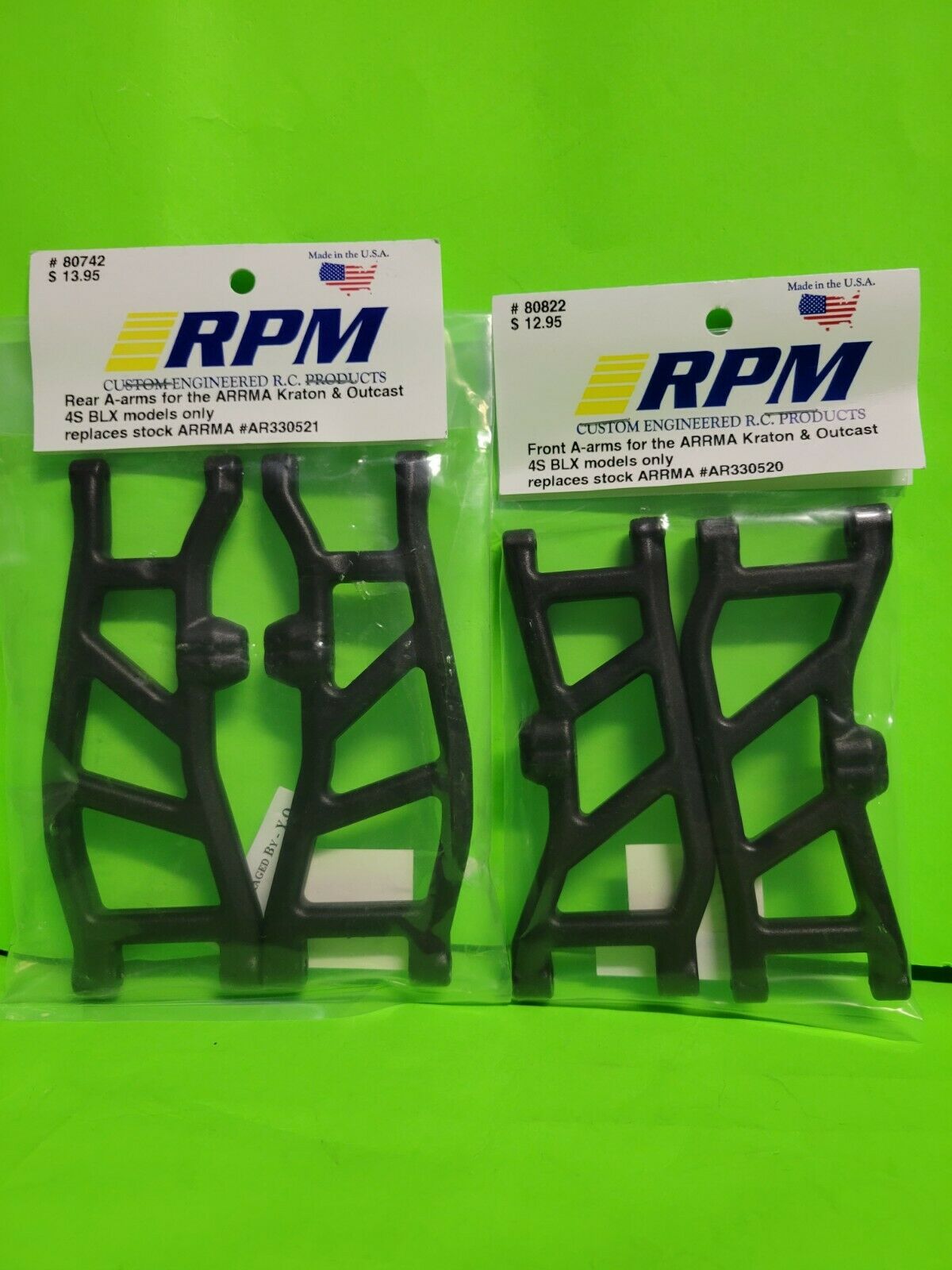 RPM 80742 80822 Front + Rear Black A-Arms Arrma KRATON + OUTCAST 4s BLX