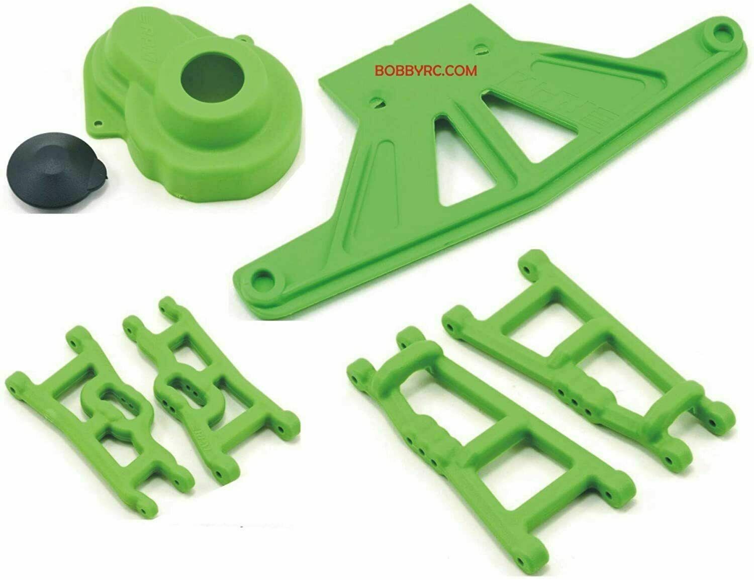 RPM Suspension Arms, Gear Cover & Bumper GREEN For Traxxas 2wd Rustler Stampede