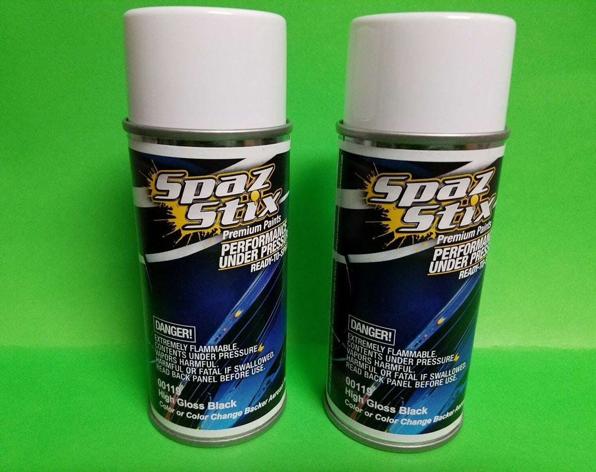 2 pack Spaz Stix 00119 High Gloss Black/Backer Aerosol Paint 3.5oz tam ...