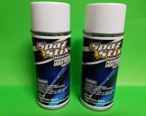 2 pack Spaz Stix 00119 High Gloss Black/Backer Aerosol Paint 3.5oz tamiya losi