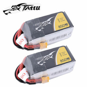 Two Tattu 850mAh 14.8V 75C 4S1P Lipo Battery Pack XT30 Plug For Multirotor FPV