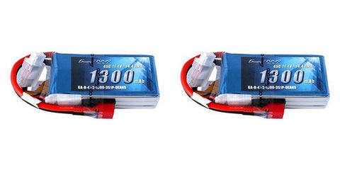 2X Gens ace 11.1V 1300mAh 3S 45C LiPo Battery Deans ZIPPY TURNIGY TATTU