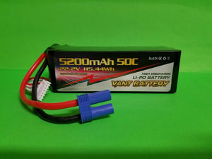 VANT 6S 22.2V 5200mAh 50C Lipo Battery w EC5 Plug Soft Case GENS ACE TURNIGY