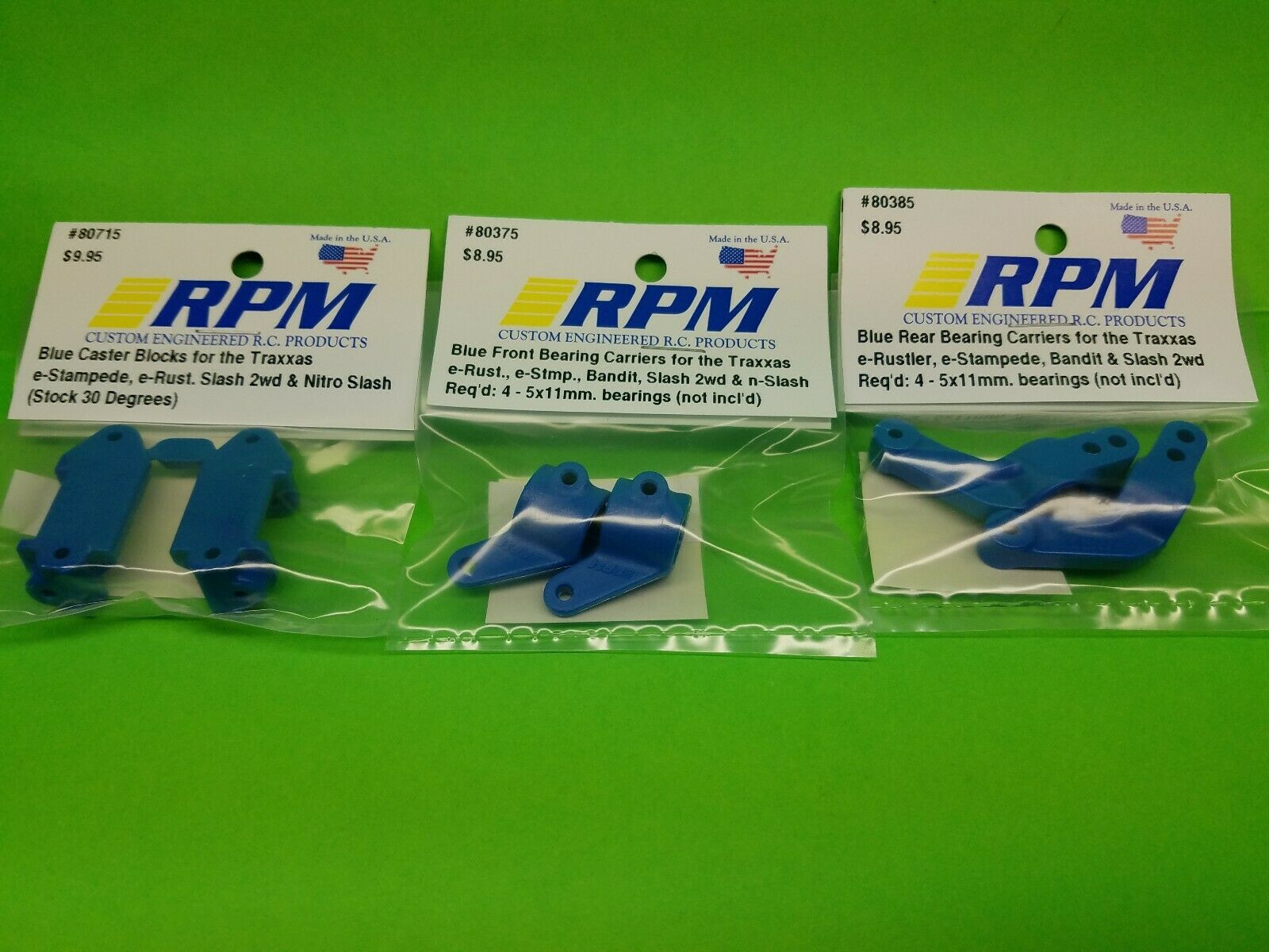 RPM Slash Rustler Stampede  BEARING CARRIERS CASTER BLOCKS 80715 80375 80385
