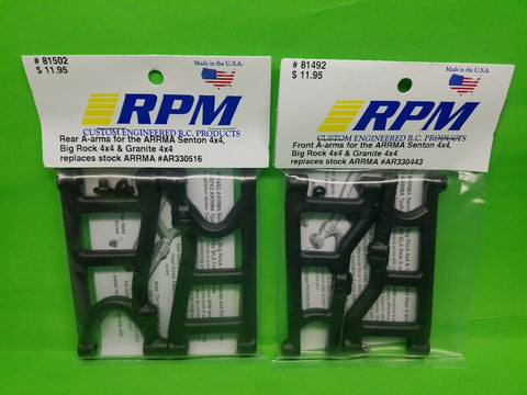 RPM 81492 Front 81502 Rear Black A-Arms Arrma 4x4 3s BLX Granite Big Rock Senton