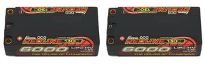 2x Gens Ace Redline Series 6000mAh 7.6V 130C 2S HardCase HV Shorty Lipo Battery