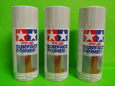 3 PACK Tamiya 87064 Gray Fine Surface Primer L Spray Paint Can 180ml