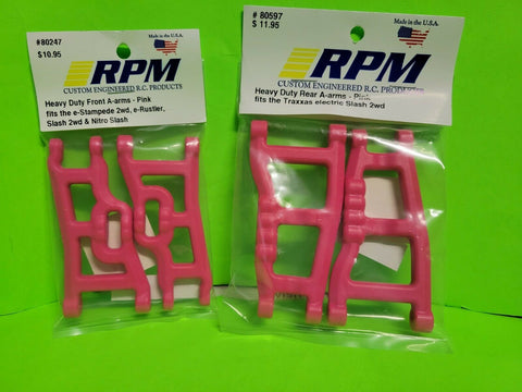 RPM TRAXXAS 2WD SLASH PINK Front + Rear SUSPENSION ARMS 2 pair 1/10 RAPTOR