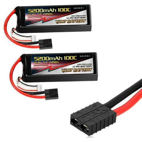 2X VANT 6200MAH 3S 11.1 100C LIPO BATTERY TRAXXAS PLUG SLASH STAMPEDE RUSTLER